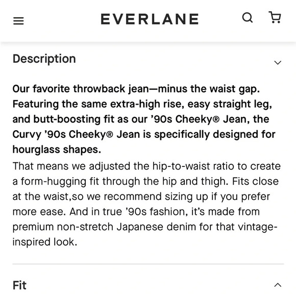 NWT Everlane Curvy ‘90s Cheeky Straight Jean Ankle Length Size 23 - Picture 4 of 8